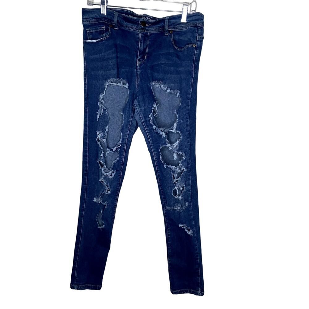 Tango Women's Jeans Heavily Distressed Ripped Size 10 Stretch WAIST 32" !
